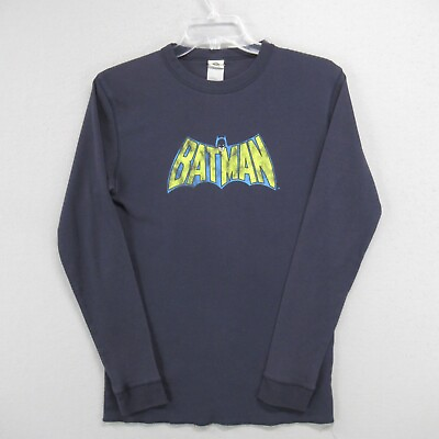 #ad Vintage Batman DC Comics Original Shirt Mens Medium Navy Blue Thermal Knit $41.96