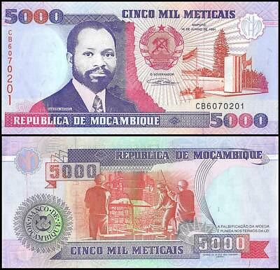 #ad Mozambique 5000 Meticais 1991 P 136 UNC $1.89