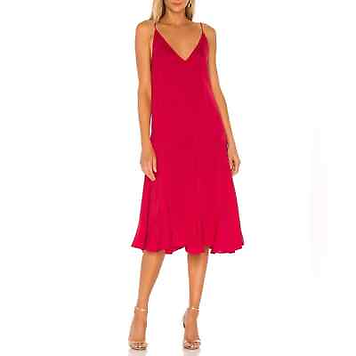 #ad Rhode Cleo Satin Slip Dress in Lipstick Red Sz L $115.89