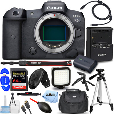 #ad Canon EOS R5 Mirrorless Digital Camera Body Only 64GB Tripod Bundle $2909.95
