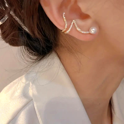 #ad 925 Silver Needle Faux Pearl Stud Earrings Ear Clips Unique Jewelry Women Trendy $15.98