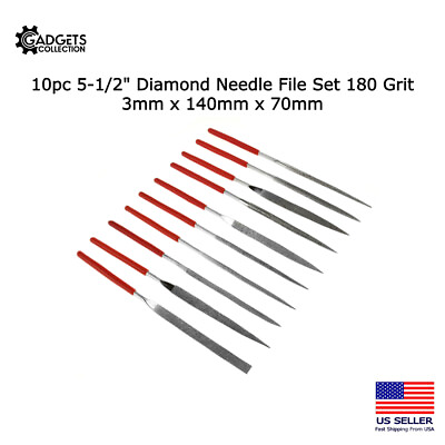 #ad 10pc 5.5quot; Diamond Needle File Set 3mm x 140mm x 70mm Carving Ceramics Tile Glass $8.99