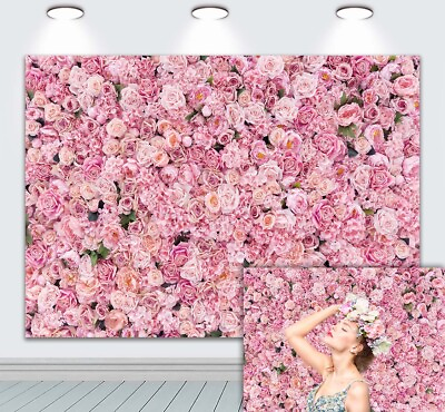 #ad Pink Roses Background Spring Birthday Party Decoration Photography Backdrop $18.00