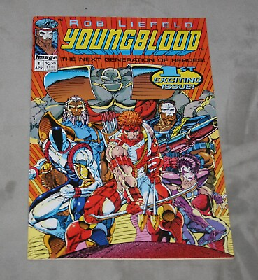 #ad Youngblood #1 Image Comics 1992 Cards intact Rob Liefeld High Grade $9.99