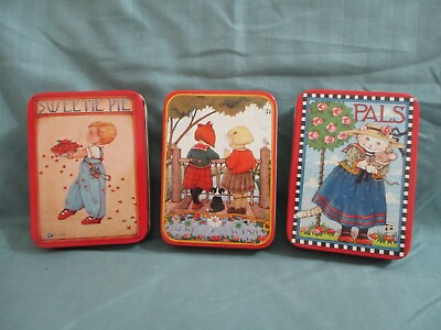 #ad Three Mary ENGELBREIT 5quot; X 3 1 2quot; Metal tins Sweetie Pie Pals Make a Wish $15.00