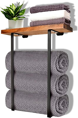#ad Towel Rack Wall MountedBathroom Towel StorageWall Towel HolderBlack Minimalis $15.99