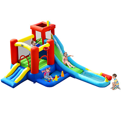 #ad 9 in 1 Inflatable Water Slide Giant Kids Bounce House Water Park Blower Excluded $229.99