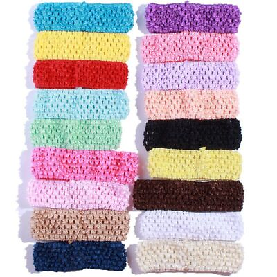 #ad Stretchable Crochet Red Blue Hairbands Solid Color Elastic Hollow Knit Headbands $14.25