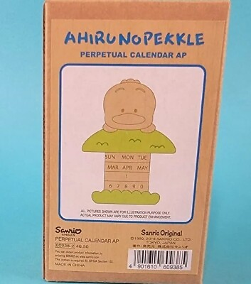 #ad Sanrio Ahirunopekkle Wooden Perpetual Calendar AP Duck Wood Figure New $49.95