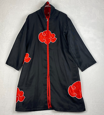 #ad Naruto Akatsuki Cloak Robe Cape Jacket Medium Cosplay Anime Red Cloud Zipper $24.99