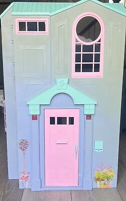 #ad 2002 Barbie 2 Story Blue Folding Talking Townhouse Dream House Furn UNTESTED $60.00