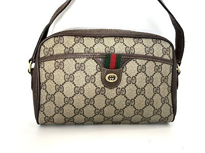 #ad GUCCI Vintage Bag Shoulder Bag Crossbody Purse Sherry GG PVC Leather Auth #0167 $279.99