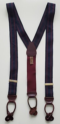 #ad Trafalgar Silk Adjustable Men Braces Suspenders Leather. England Made. $95.00