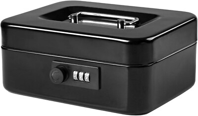 #ad Cash Box with Money Tray and Lock Metal Money Box for Cash 6.3quot;D x 7.87quot;W x 3.5 $24.98