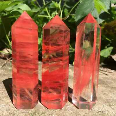 #ad #ad Red Smelting Cherry Quartz Tower Healing Crystal Point Chakra Reiki Obelisk Gift $12.99