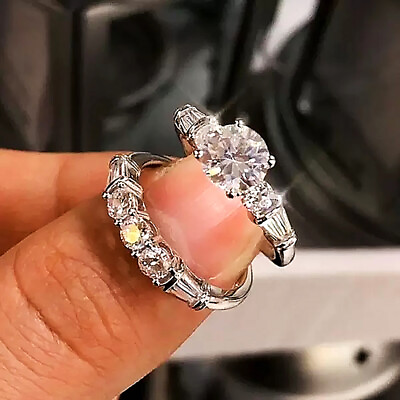 #ad Women Wedding Ring Set 925 Silver Filled Ring Cubic Zircon Jewelry Sz 6 10 C $3.99