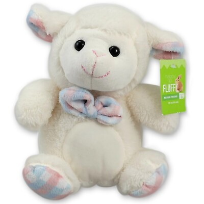 #ad Easter Kellytoy Lamb Sheep Stuffed Animal Toy Happy Go Fluffy White 7.5quot; Plush $10.19