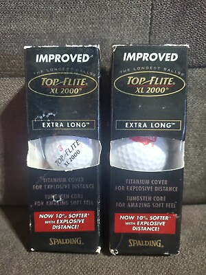 TOP FLITE XL2000 Golf Balls 2 Packages Of 3 Extra Long Spalding Ball #3 Open Box $10.20