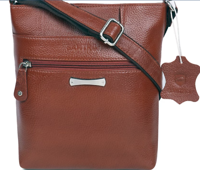 #ad Tan Leather Bucket Handheld Bag Tasselled $54.99