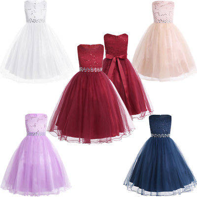 #ad Kids Girls Flower Sequins Formal Occasion Party Wedding Pageant Communion Dress $19.65