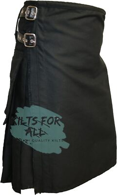 #ad Black Traditional Style Utility Kilts With Two Pockets $29.97
