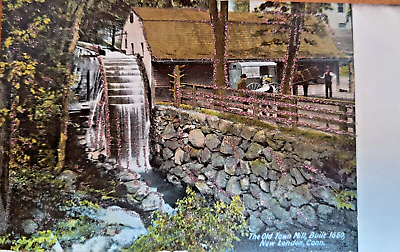 #ad Old Town Mill New London Connecticut Postcard Glitter Standard Unposted Vintage $3.99