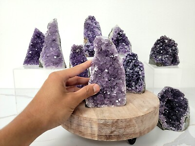#ad Amethyst Geode Cut Base Raw Amethyst Druzy Crystal Clusters from URUGUAY $32.50