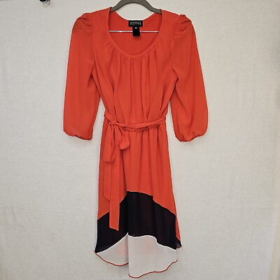#ad Enfocus Dress Women#x27;s Size 6P 3 4 Sleeve Color Block Red Blue White 74299 $18.99