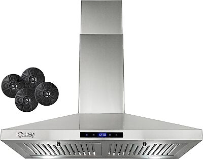 #ad 30quot; Wall Mount Range Hood LED Lights Convertible Ducted Ductless $221.24