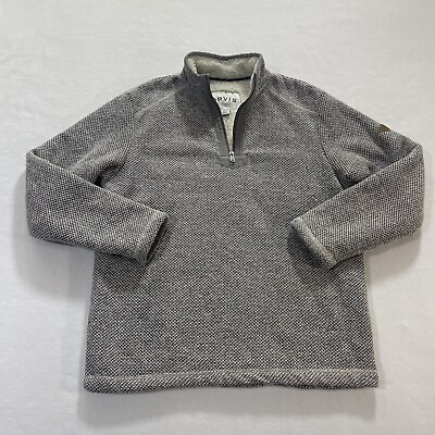 #ad Orvis Sweater Fleece Lined Pullover 1 4 Zip Mens Knit Size M Gray $18.00