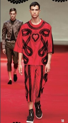 #ad Dolce amp; Gabbana Red Art Heart Mens Silk Pant Jogger Runaway Collection $1695 $399.90