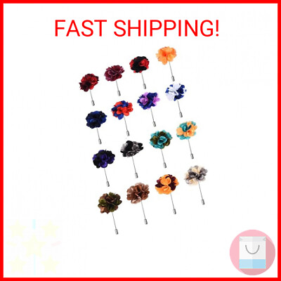 #ad Handmade Flower Lapel Pins Set for Men#x27;s Suit Wedding 16 Pieces $15.40
