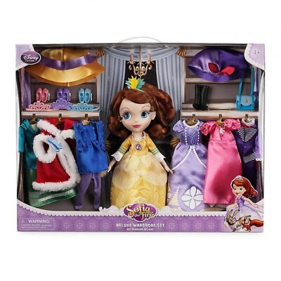 #ad Disney Store Sofia The First Doll Deluxe Wardrobe Gift Play Set 6 Outfit Clothes $65.00