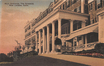#ad Main Entrance The Griswold New London CT Early Hand Colored Postcard Unused $12.00