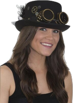#ad Women#x27;s Ladies Steampunk Top Hat Black Adjustable $41.76