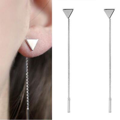 #ad Triangle Long Tassel Drop Earrings Women Hiphop Charms Earring Accessory 1pair $10.49