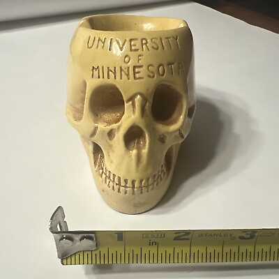#ad University Of Minnesota Secret Society Fraternal Skull Ash Tray Rare Find C@@L $225.00