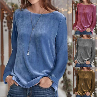 #ad Autumn Winter Sweatshirt Velvet Long Sleeve Round Neck Top T Shirt Women#x27;s $25.39