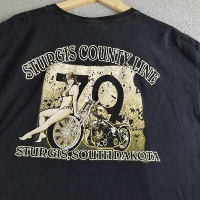 #ad Sturgis Shirt Men XL Sexy Lady Cowgirl Pinup Black Motorcycle Rally $18.88