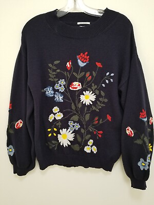 #ad Zara Kids Fancy Collection Floral Embroidered Sweater Girls Size 14 Long Sleeve $19.94