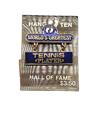 #ad Hang Ten World#x27;s Greatest Tennis Player Hall of Fame Blue Enamel Brooch Pin $16.99