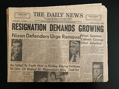#ad The Daily News quot;Resignation Demands Growingquot; Newspaper 1974 Richard Nixon $25.00