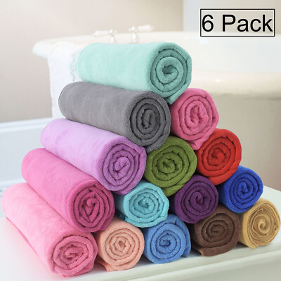 #ad 6 Pack Large Microfiber Bath Towel Pet Towel Car Wash Towels Multy Colors Towel $45.99