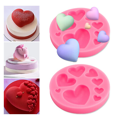 #ad 2* Heart Shape Silicone Molds for Cookie Decor Jewelry Pastry Chocolate Cake $4.17