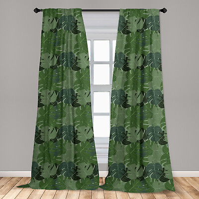 #ad Green Microfiber Curtains 2 Panel Set for Living Room Bedroom in 3 Sizes $25.99