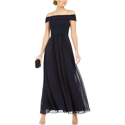 #ad Adrianna Papell Womens Chiffon Off The Shoulders Evening Dress Gown BHFO 4317 $20.99