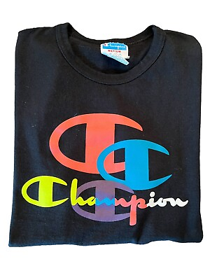 #ad Vintage Champion Label Size Medium Multi Color Logo CHAMPION T Shirt Streetwear $22.00
