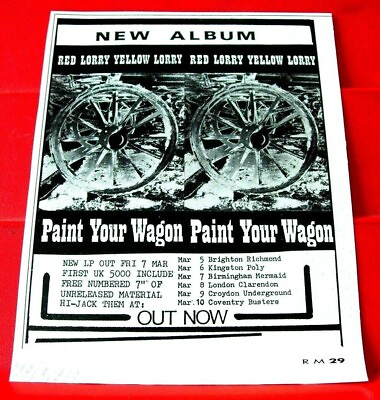 #ad Red Lorry Yellow Lorry ‎Paint Your Wagon Vintage 1986 Press Mag ADVERT 6quot;x 4.5quot; GBP 1.99