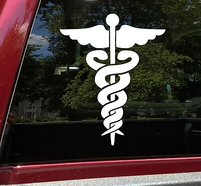 #ad Caduceus Symbol Vinyl Decal Medical Logo Medicine RN Doctor ER LPN MD Sticker $4.99