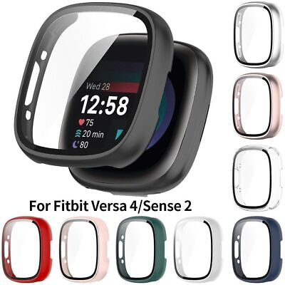 #ad PC Case for Fitbit Versa 4 amp; Sense 2 Full Cover Tempered Glass Screen Protector $4.79